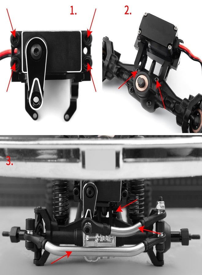 QUE-T Aluminium Servo Mount with Steering Tie Rods Linkage for 1:18 TRX TRX4-M TRX4M RC Crawler Car - Image 4